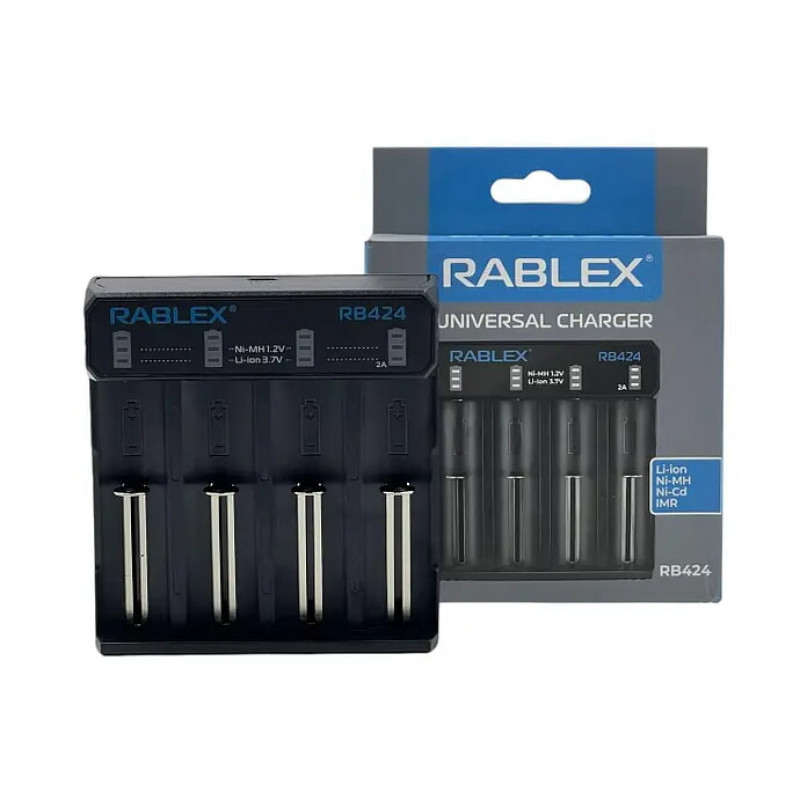 Зарядний пристрій Rablex RB424 універсальний на 4 акум. (Ni-MH/Ni-Cd: AA, AAA, AAAA, C, SC, F6; L