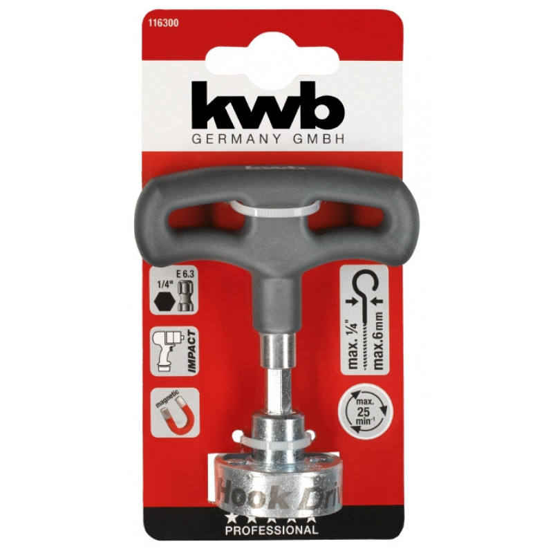 Біт-крючковерт з ручкою, 6мм, d33мм, KWB (116300)