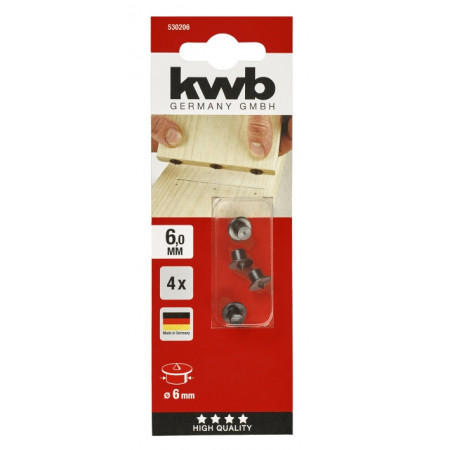 Центр перекладний 6 мм, 4 шт, KWB (530206)