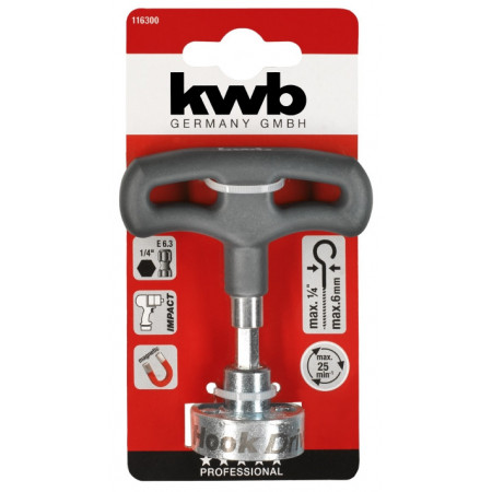 Бит-крючковерт с ручкой, 6мм, d33мм, KWB (116300)