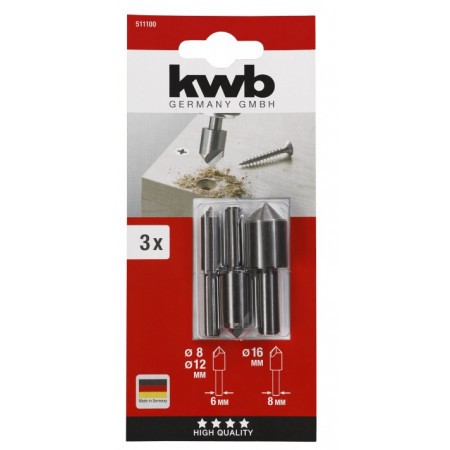 Набір зенківок по дереву, 3 шт, KWB (511100)