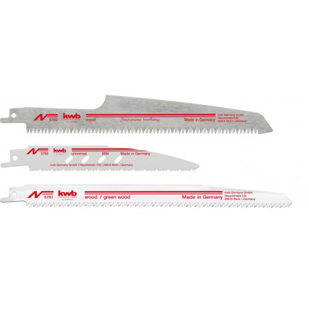 Набор полотен для сабельной пилы, HCS и Bi-Metall, 3 шт, KWB (576105)
