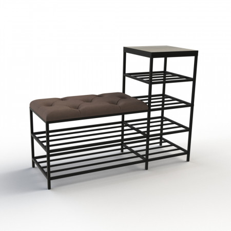 Банкетка для взуття Барселона-1 100 см велюр сіро-коричневий/дуб платиновий 5-2-9005