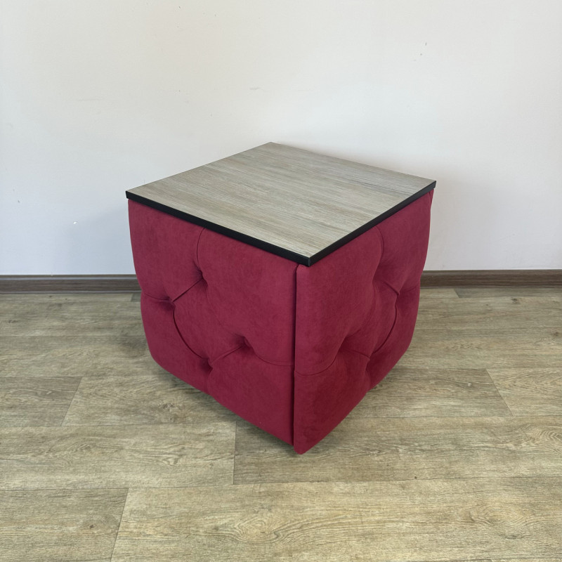 Пуф-трансформер 5в1 Остін-1 зі столиком велюр червоний/дуб платиновий 4-2-9003