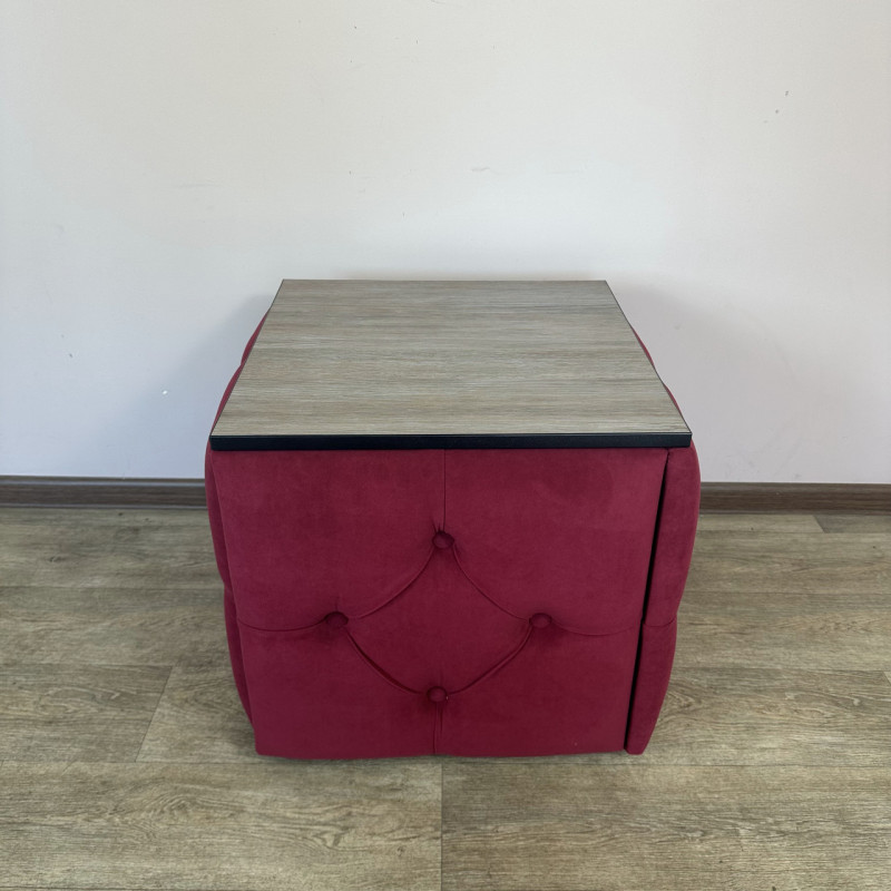 Пуф-трансформер 5в1 Остін-1 зі столиком велюр червоний/дуб платиновий 4-2-9003