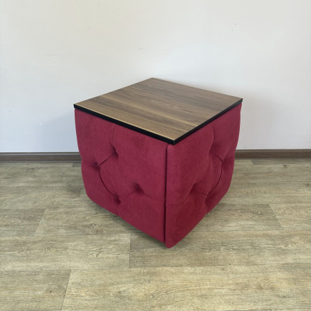 Пуф-трансформер 5в1 Остін-1 зі столиком велюр червоний/горіх каліфорнійський 4-4-9005