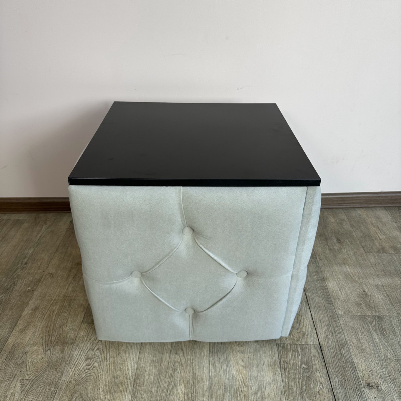 Пуф-трансформер 5в1 Остін-1 зі столиком велюр світло-сірий/чорний 6-5-9005