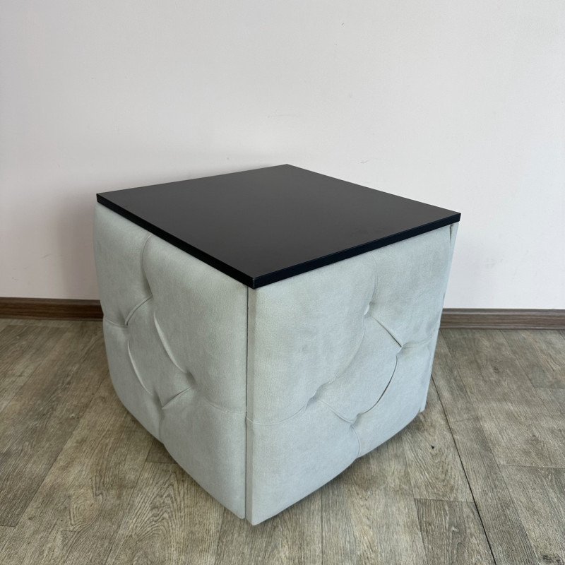 Пуф-трансформер 5в1 Остін-1 зі столиком велюр світло-сірий/чорний 6-5-9005