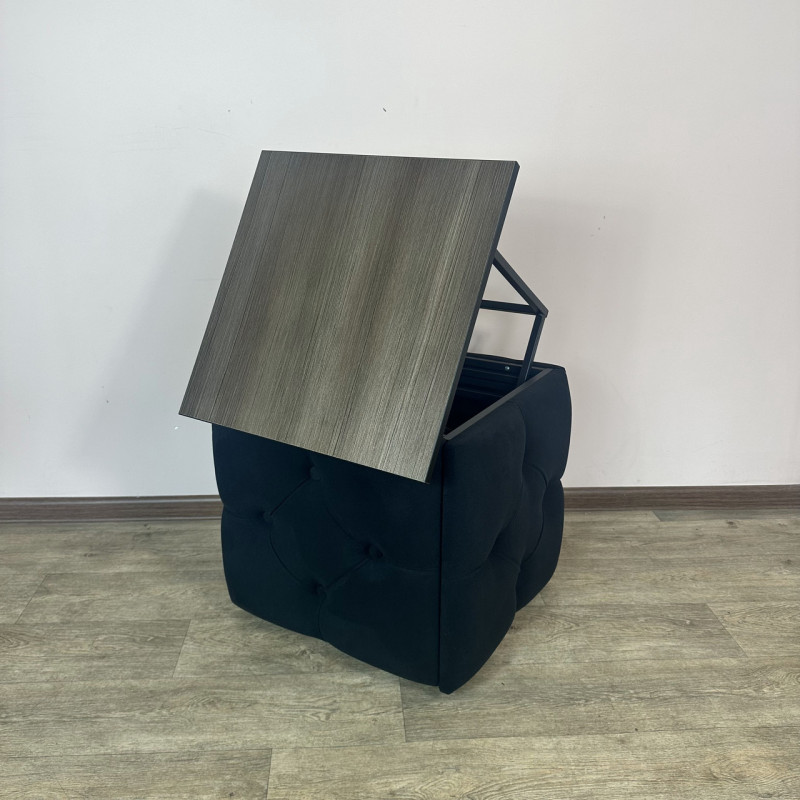 Пуф-трансформер 5в1 Остін-1 зі столиком велюр чорний/ріголетто темний 10-1-9005