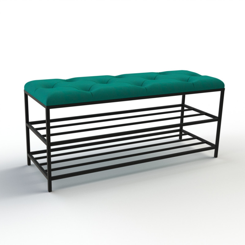 Банкетка для обуви Женева-1 100см велюр изумрудный 8-0-9005