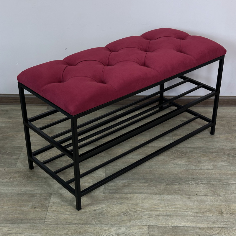 Банкетка для взуття Женева-1 80 см велюр червоний 4-0-9005