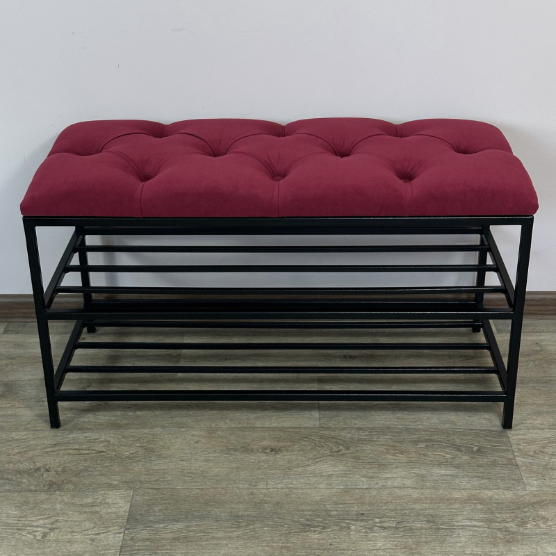 Банкетка для взуття Женева-1 80 см велюр червоний 4-0-9005