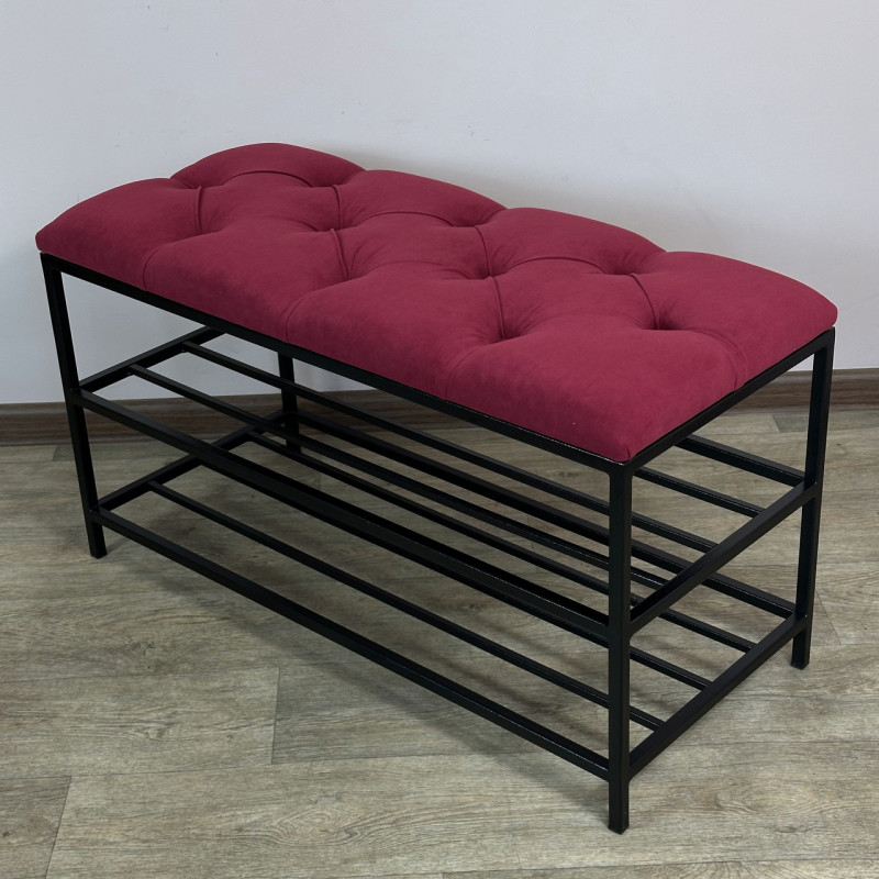 Банкетка для взуття Женева-1 70 см велюр червоний 4-0-9005