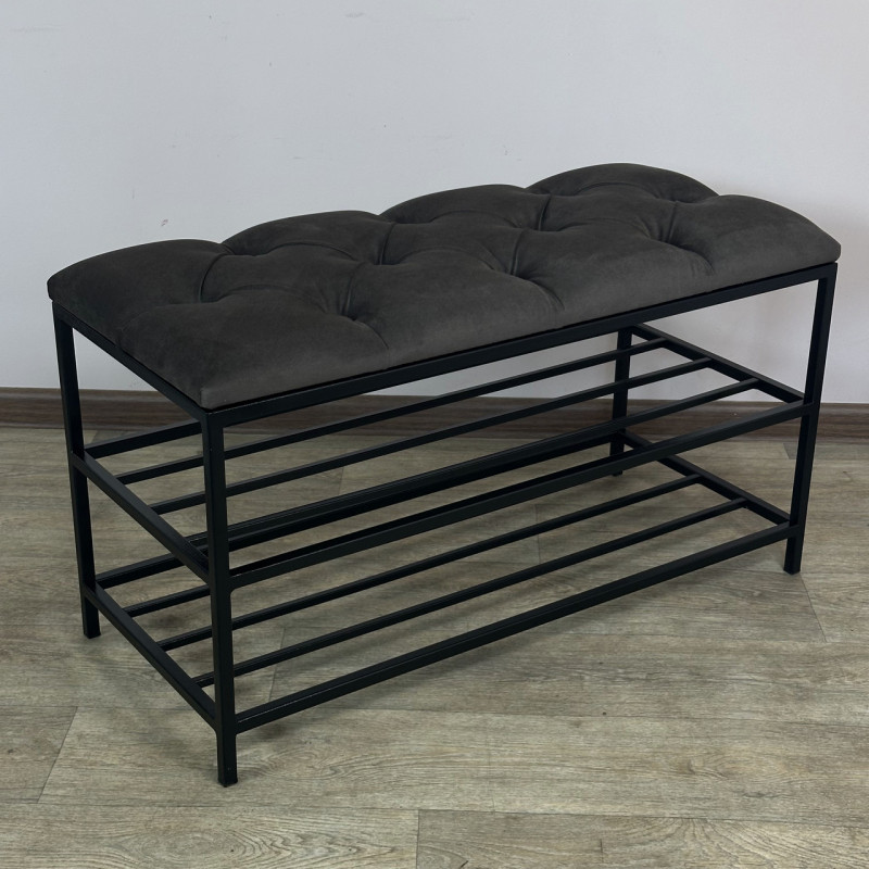 Банкетка для взуття Женева-1 80 см велюр сіро-коричневий 5-0-9005