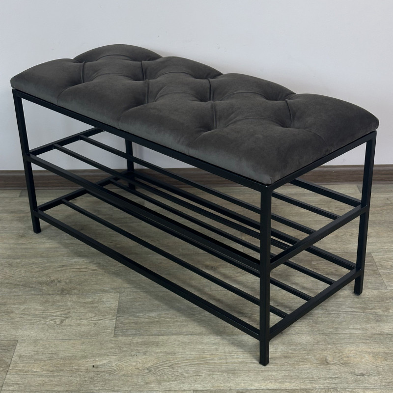 Банкетка для взуття Женева-1 80 см велюр сіро-коричневий 5-0-9005