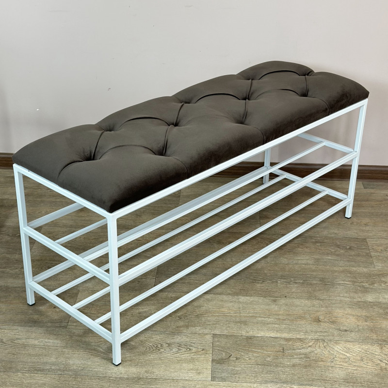 Банкетка для взуття Женева-1 100 см велюр сіро-коричневий 5-0-9003