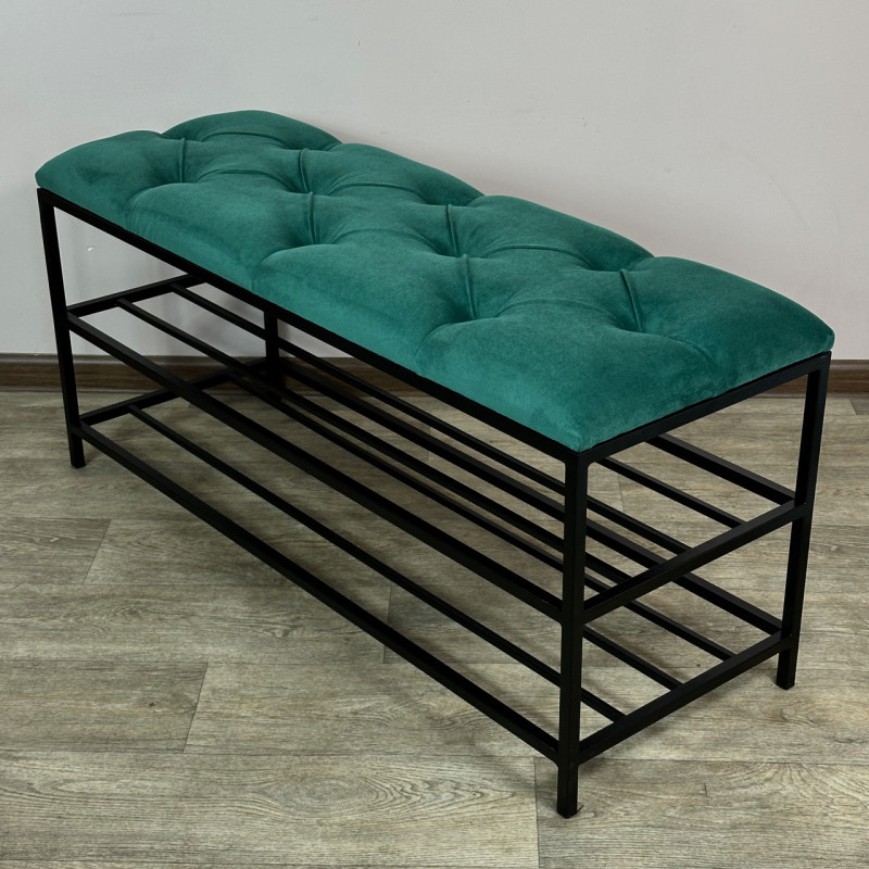 Банкетка для обуви Женева-1 100см велюр изумрудный 8-0-9005