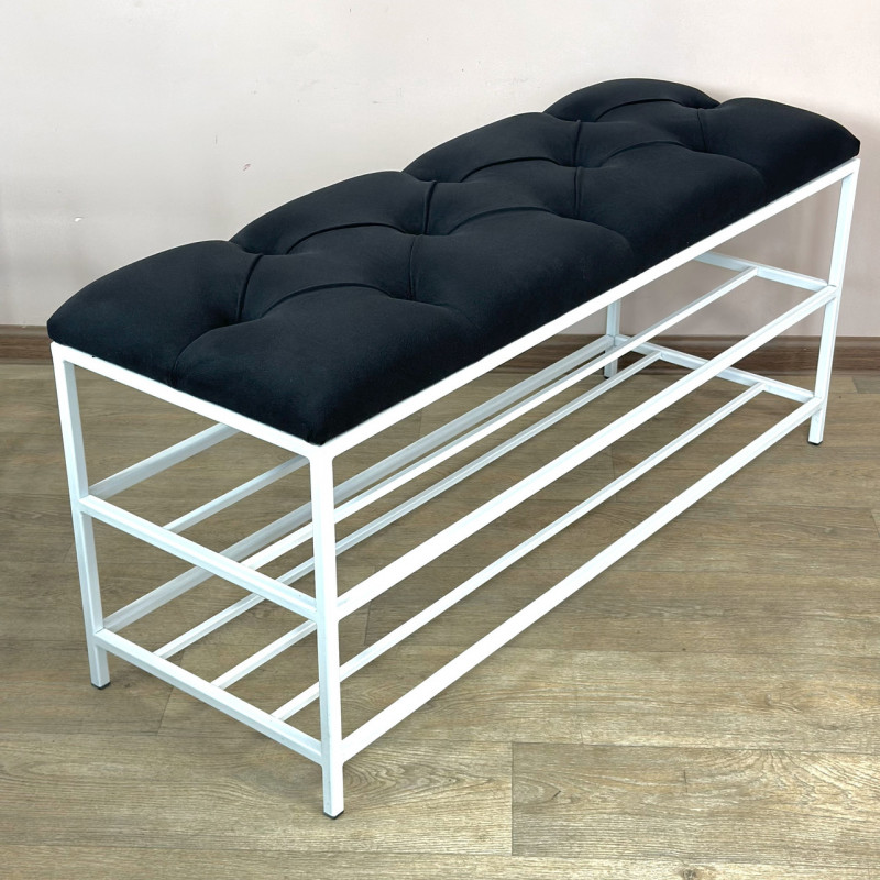 Банкетка для взуття Женева-1 90 см велюр чорний 10-0-9003