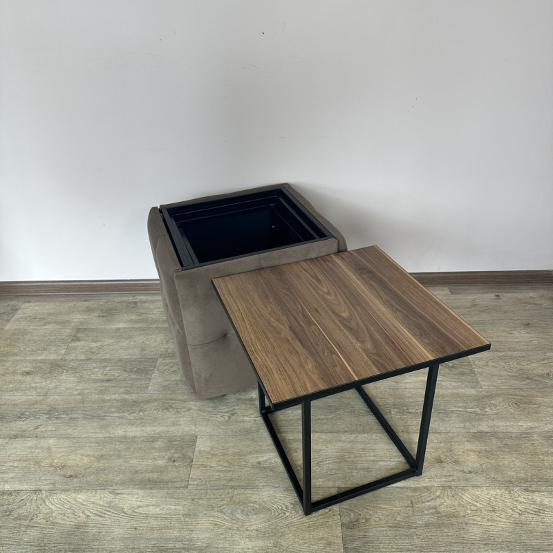 Пуф-трансформер 5в1 Остін-4 зі столиком велюр коричневий/горіх каліфорнійський 1-4-9005