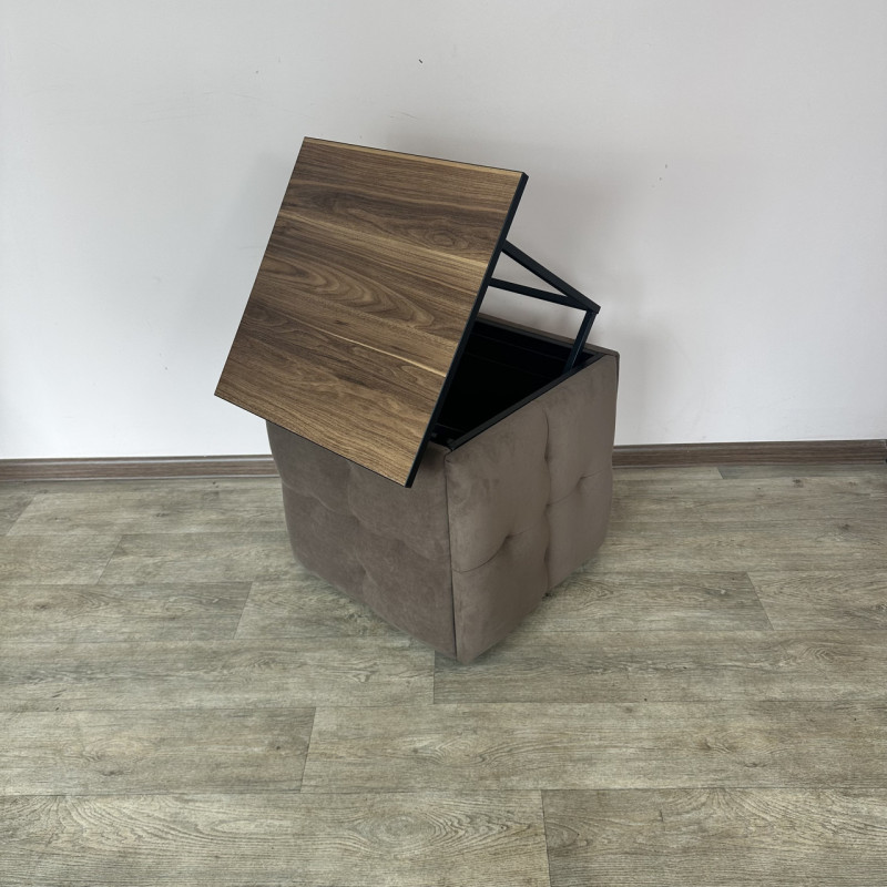 Пуф-трансформер 5в1 Остін-4 зі столиком велюр коричневий/горіх каліфорнійський 1-4-9005