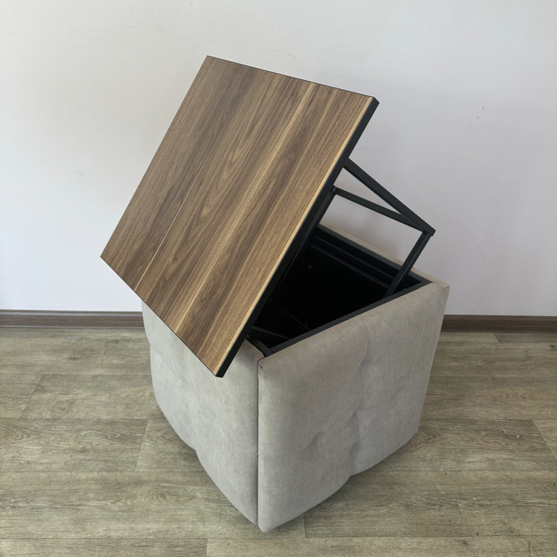 Пуф-трансформер 5в1 Остін-4 зі столиком велюр бежевий/горіх каліфорнійський 3-4-9005