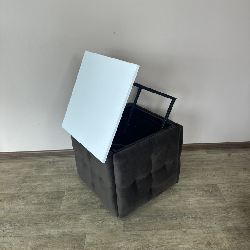 Пуф-трансформер 5в1 Остін-4 зі столиком велюр сіро-коричневий/біла аляска 5-3-9005