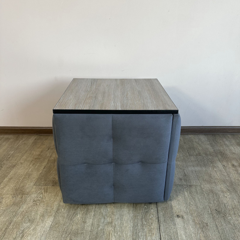 Пуф-трансформер 5в1 Остін-4 зі столиком велюр сірий/дуб платиновий 7-2-9003