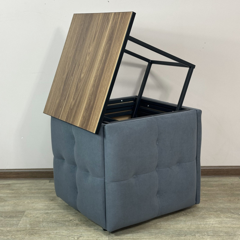 Пуф-трансформер 5в1 Остін-4 зі столиком велюр сірий/горіх каліфорнійський 7-4-9005