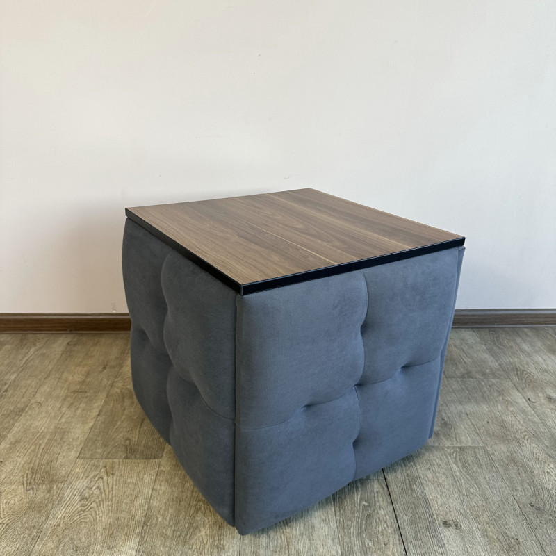 Пуф-трансформер 5в1 Остін-4 зі столиком велюр сірий/горіх каліфорнійський 7-4-9005