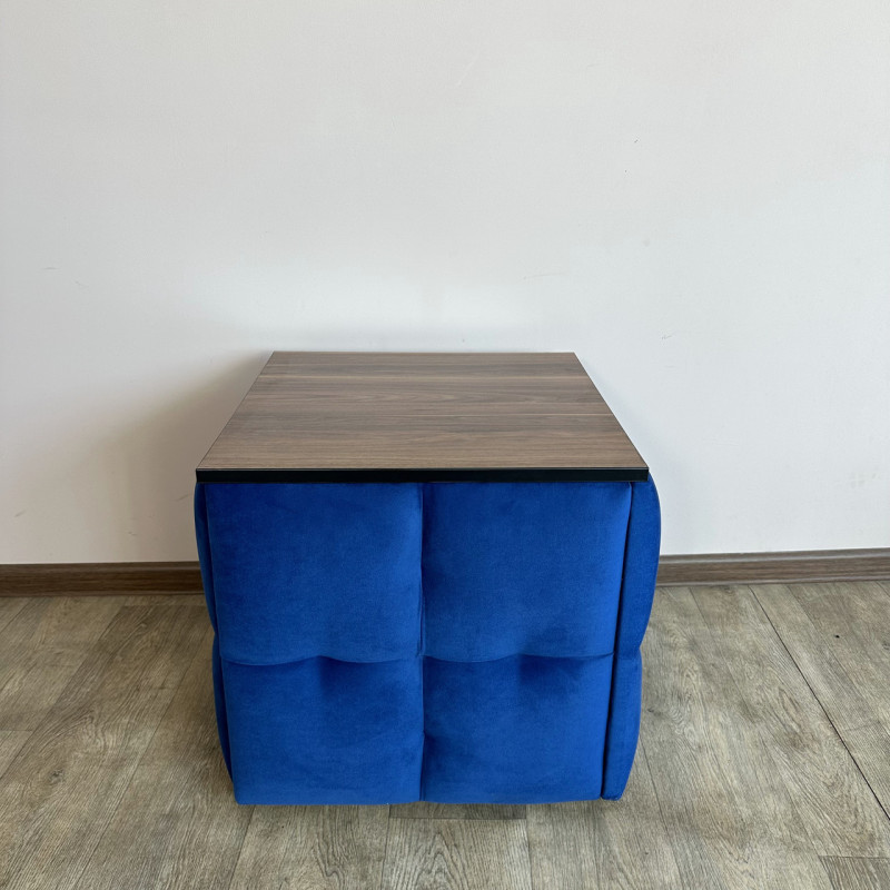 Пуф-трансформер 5в1 Остін-4 зі столиком велюр синій/горіх каліфорнійський 9-4-9003