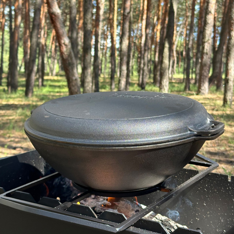 Сковорода WOK-08КС чавунна з кришкою-сковородою гриль 8л