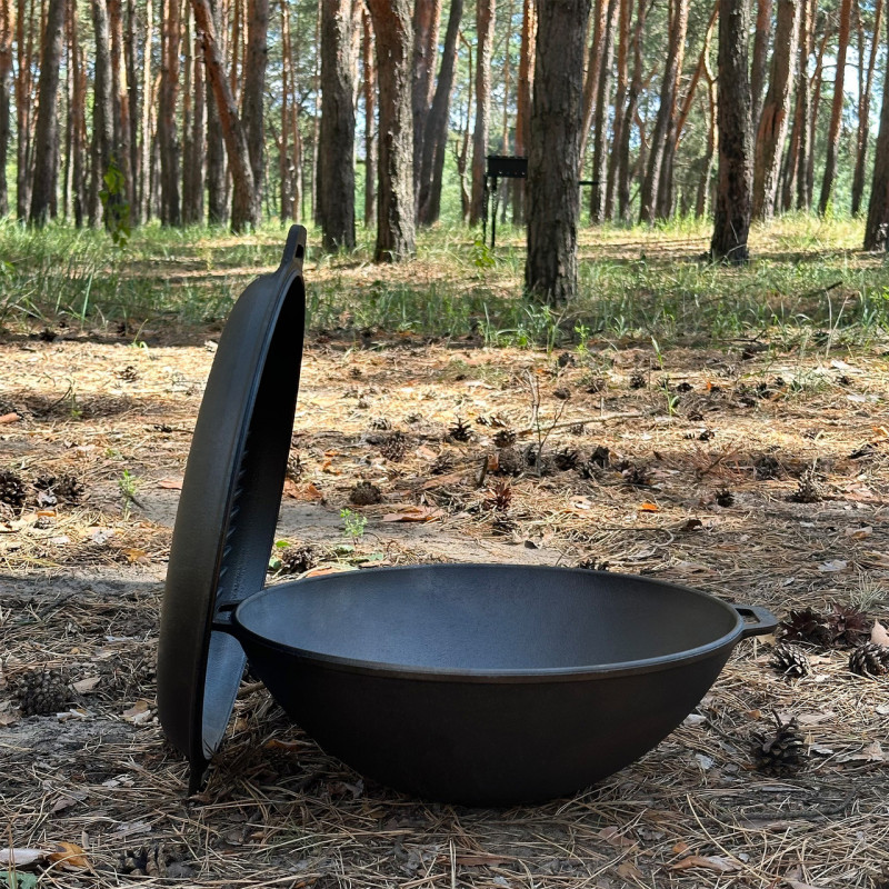 Сковорода WOK-08КС чавунна з кришкою-сковородою гриль 8л