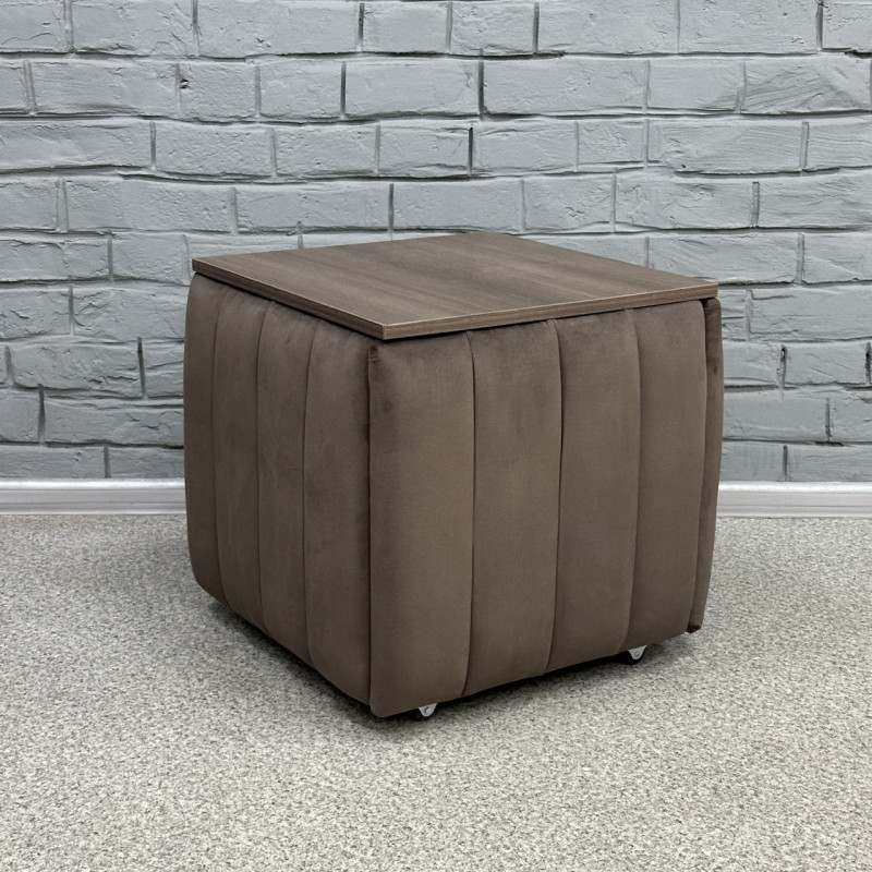 Пуф-трансформер 5в1 Остін-2 зі столиком велюр сіро-коричневий/ріголетто темний 5-1-9003