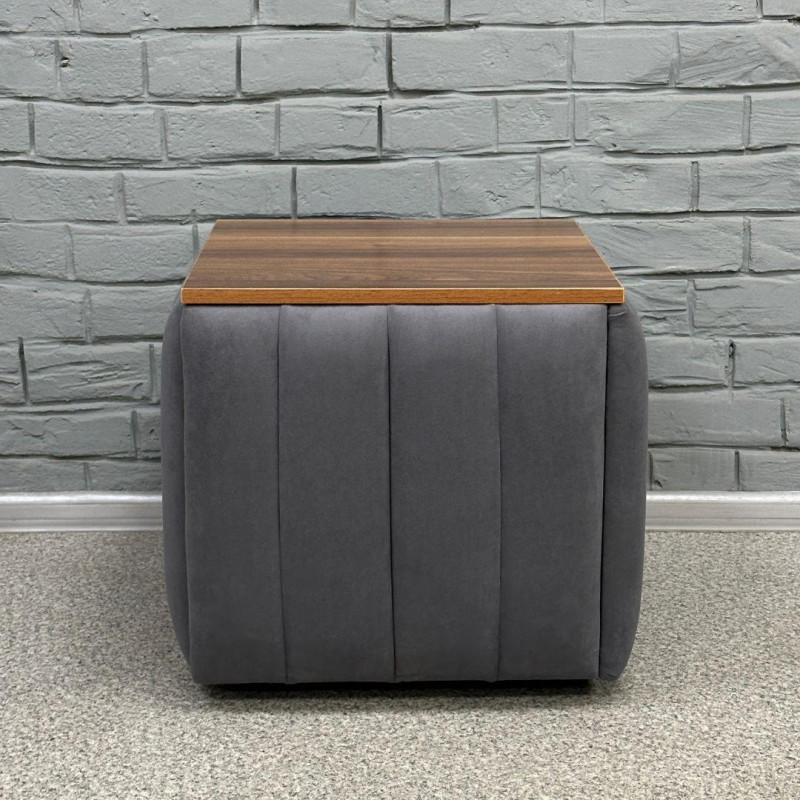 Пуф-трансформер 5в1 Остін-2 зі столиком велюр сірий/горіх каліфорнійський 7-4-9003