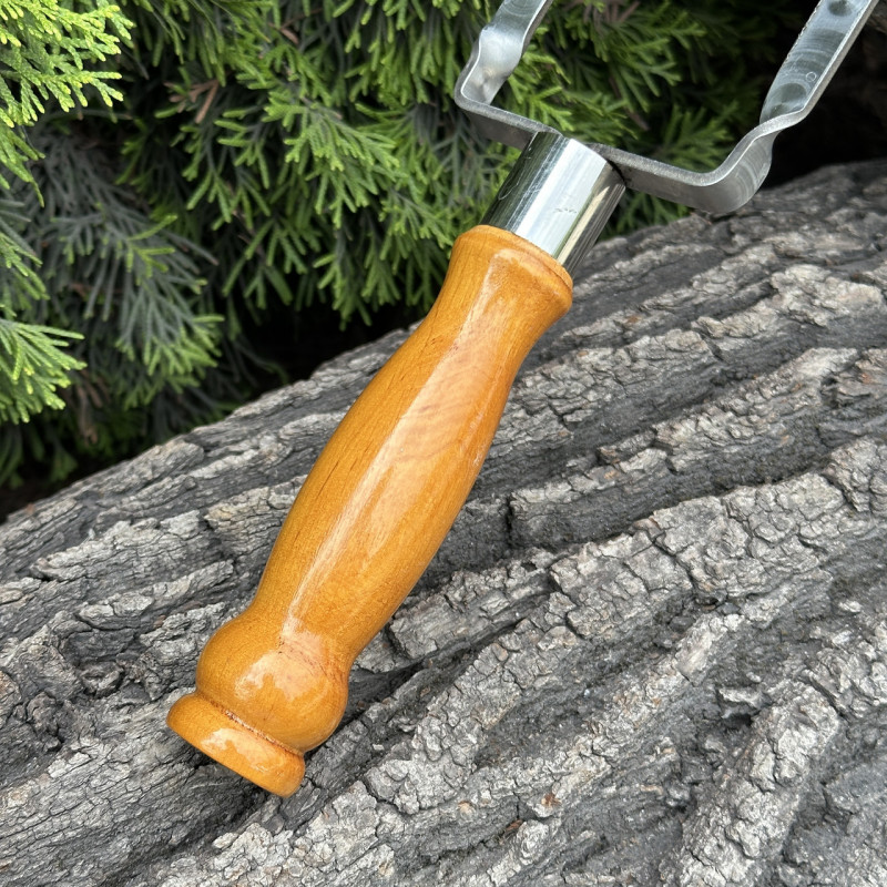 Подвійний шампур Mzavod з дерев'яною ручкою 630х12х3мм світлий