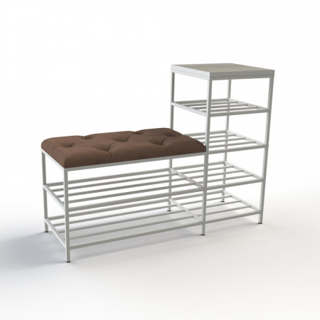 Банкетка для взуття Барселона-1 100 см велюр коричневий/дуб платиновий 1-2-9003