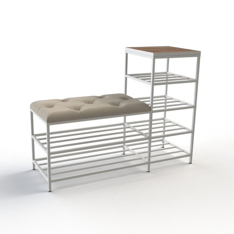 Банкетка для взуття Барселона-1 100 см велюр світло-сірий/горіх каліфорнійський 6-4-9003