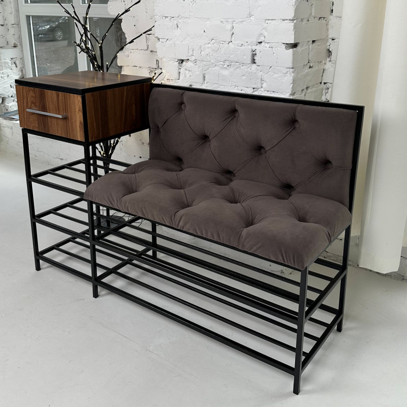 Банкетка для взуття Атланта-1L зі спинкою велюр 9005