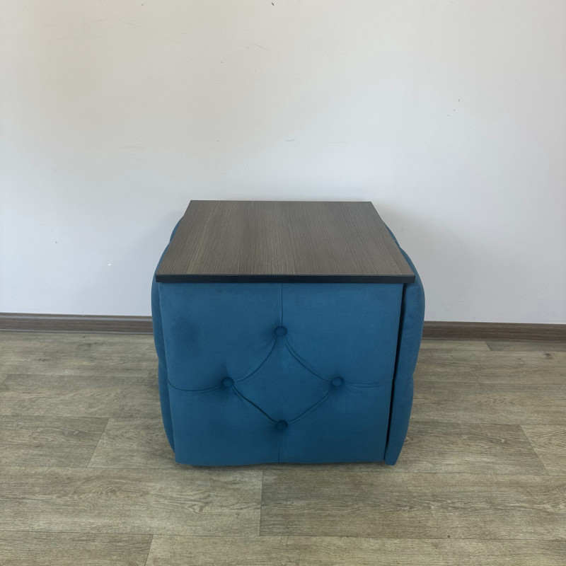 Пуф-трансформер 5в1 Остін-1 зі столиком велюр бірюзовий/ріголетто темний 2-1-9003