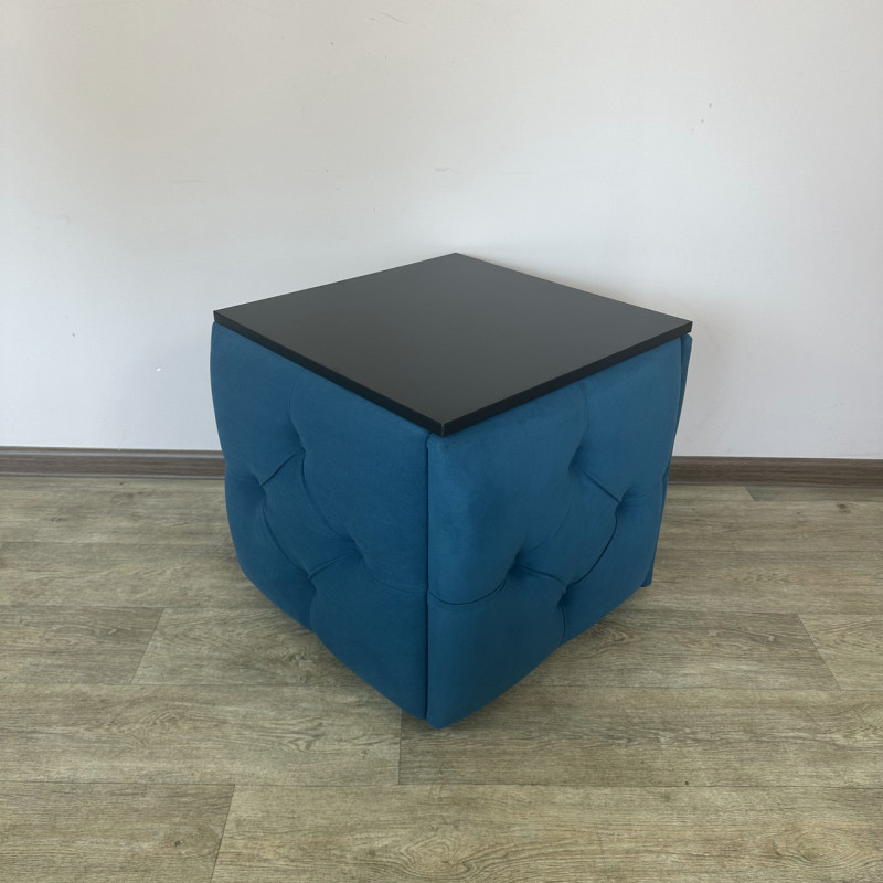 Пуф-трансформер 5в1 Остін-1 зі столиком велюр бірюзовий/чорний 2-5-9005