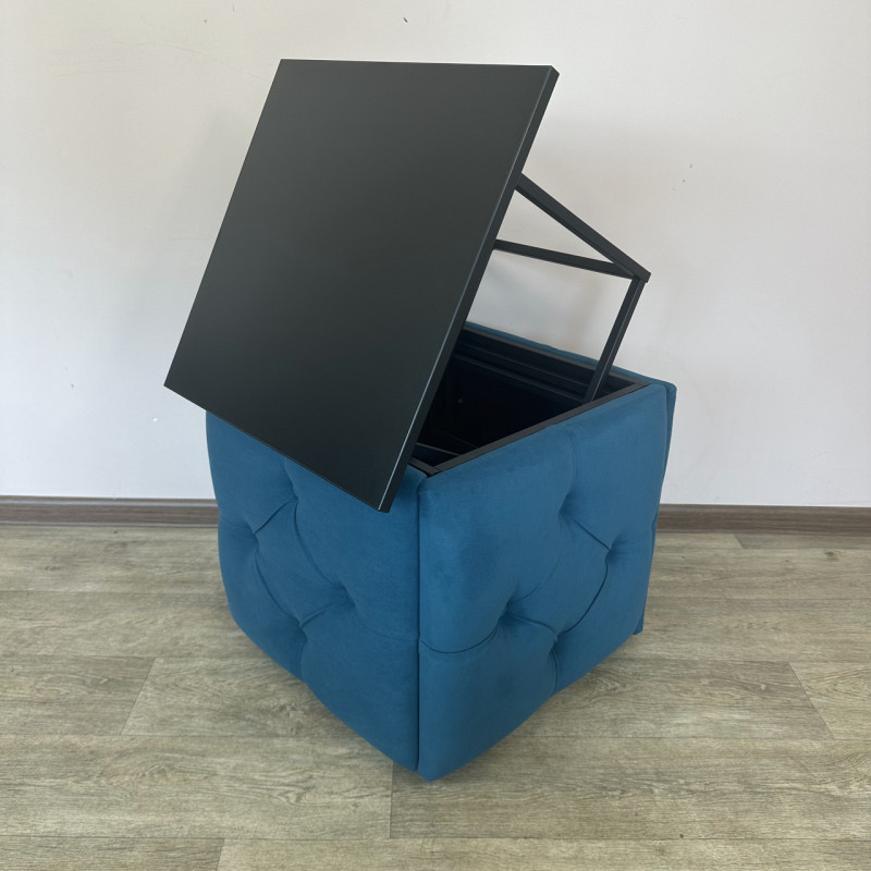 Пуф-трансформер 5в1 Остін-1 зі столиком велюр бірюзовий/чорний 2-5-9005