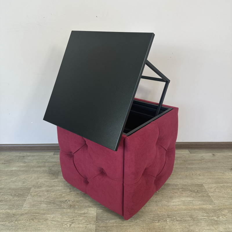 Пуф-трансформер 5в1 Остін-1 зі столиком велюр червоний/чорний 4-5-9005