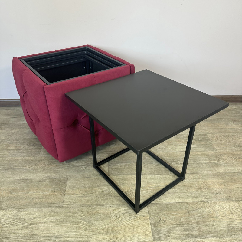 Пуф-трансформер 5в1 Остін-1 зі столиком велюр червоний/чорний 4-5-9005