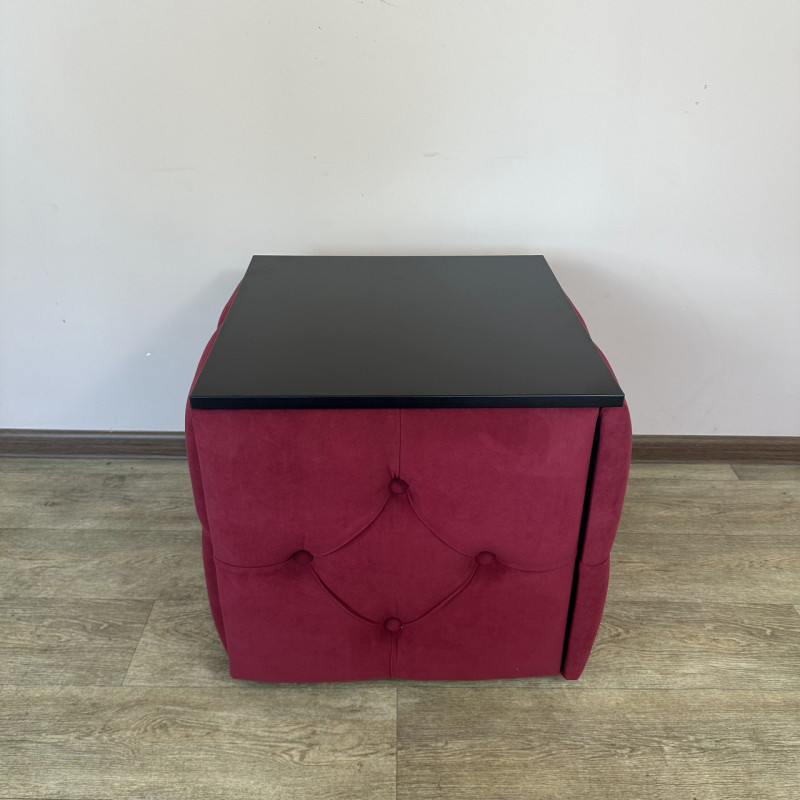 Пуф-трансформер 5в1 Остін-1 зі столиком велюр червоний/чорний 4-5-9005