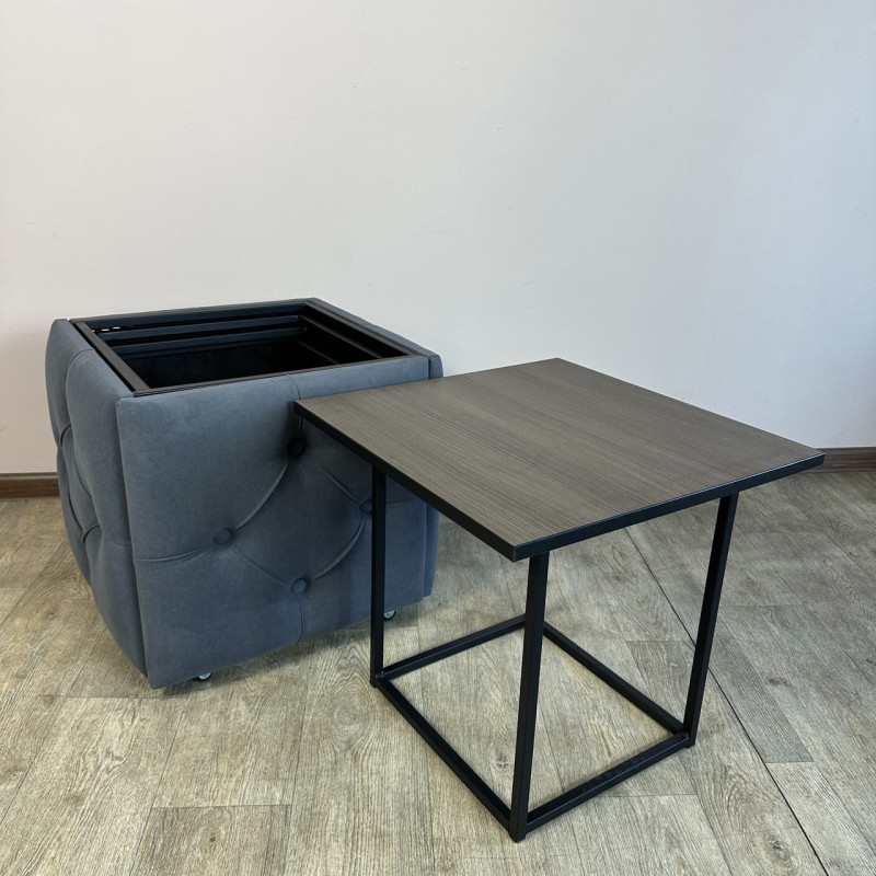 Пуф-трансформер 5в1 Остін-1 зі столиком велюр сірий/ріголетто темний 7-1-9005