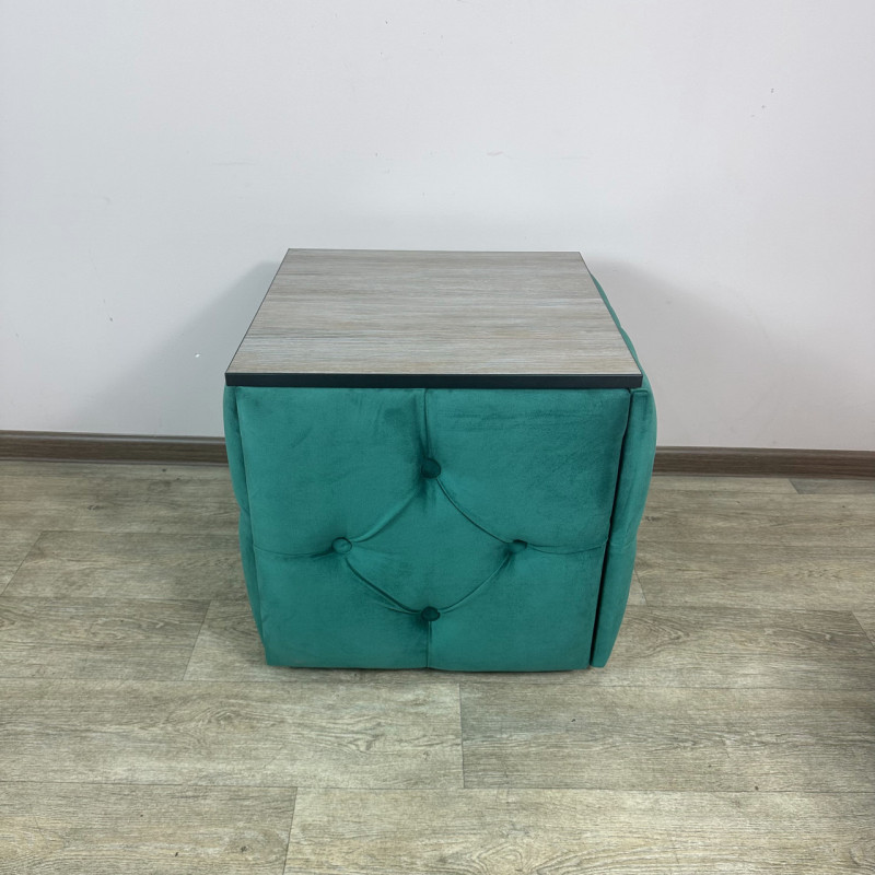 Пуф-трансформер 5в1 Mzavod Остин-1 со столиком велюр изумрудный/дуб платиновый 8-2-9005