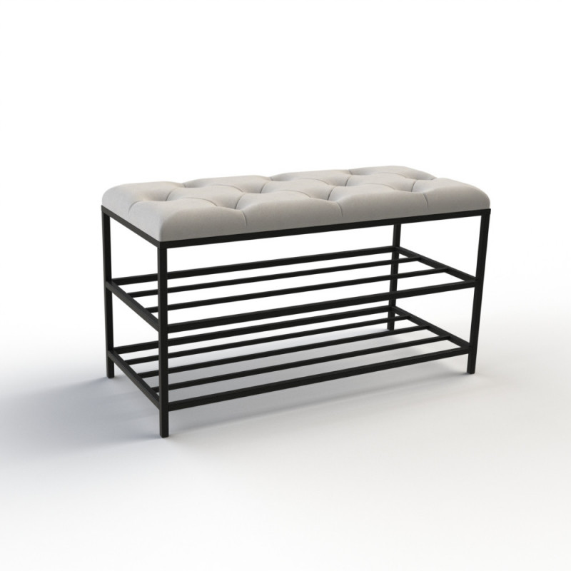 Банкетка для взуття Женева-1 80 см велюр світло-сірий 6-0-9005