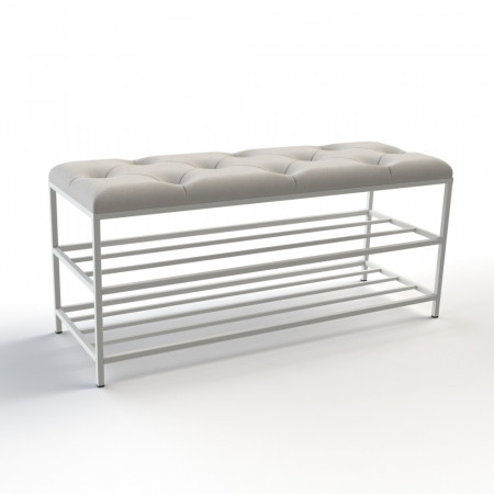 Банкетка для взуття Женева-1 100 см велюр світло-сірий 6-0-9003