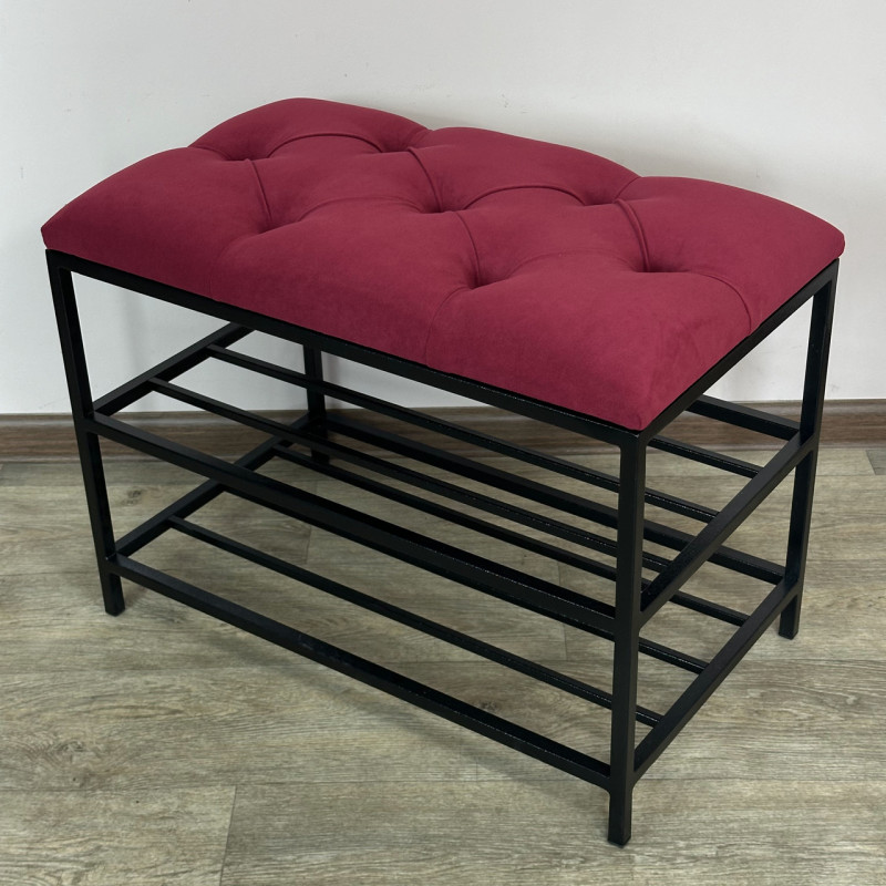 Банкетка для взуття Женева-1 60 см велюр червоний 4-0-9005