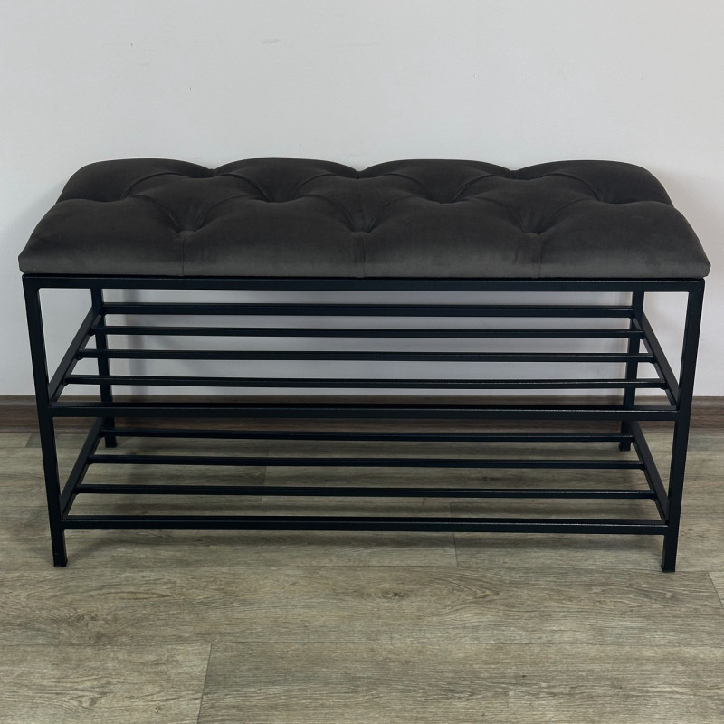 Банкетка для взуття Женева-1 70 см велюр сіро-коричневий 5-0-9005